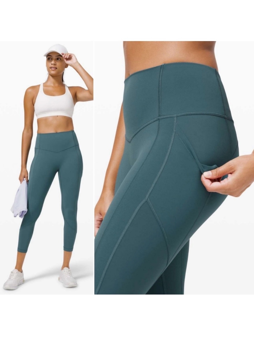 LULULEMON ALL THE RIGHT PLACES CROP II 23” DESERT TEAL BLUE Sz8